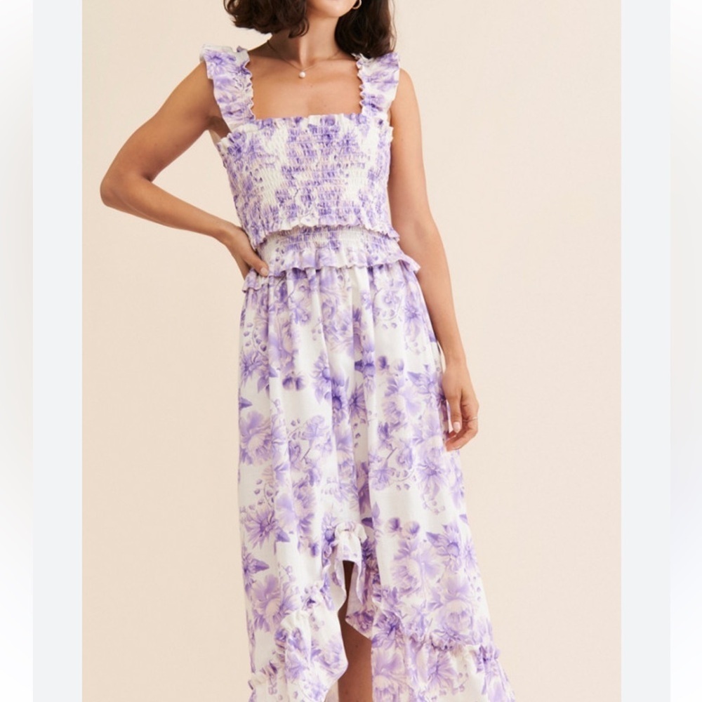 Especia Elaine Midi Dress high low smocked Medium